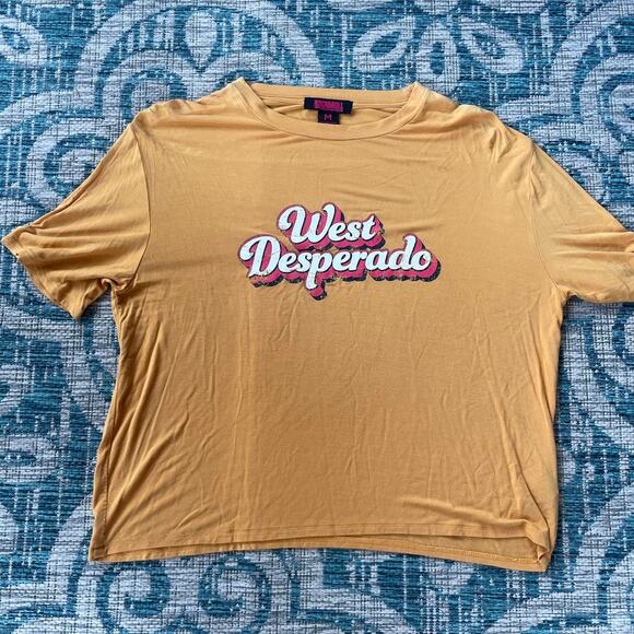 Rock & Roll Denim Women's "West Desperado" Graphic T-Shirt‎ Mustard Yellow - Picture 2 of 7